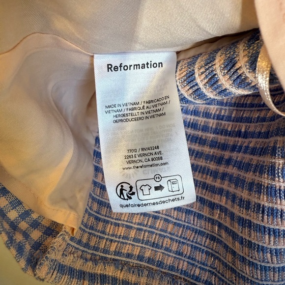 Reformation Malika Linen Top stellar check - Picture 7 of 8